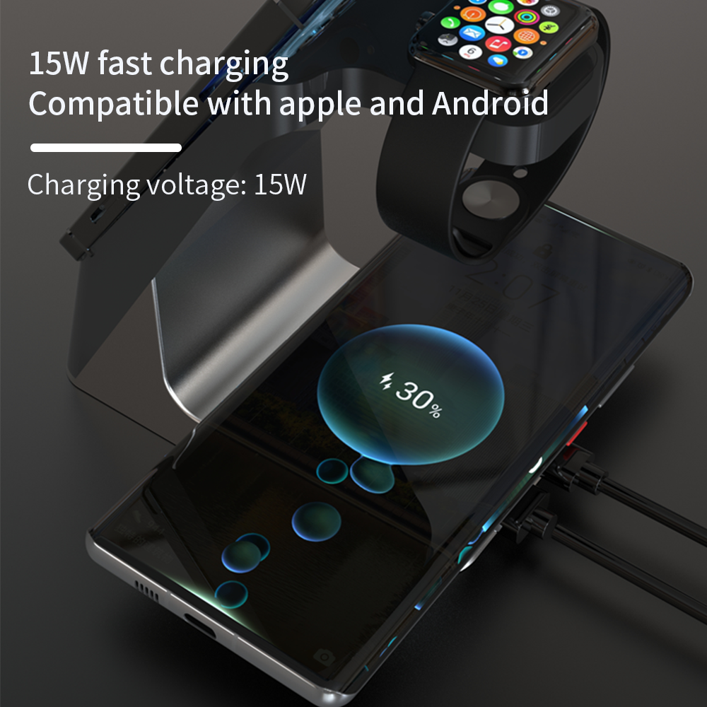 eprolo wireless charger 6-in-1 multi-function clock with magnetic suction for Apple devices, fast charging for iPhone 14, watch, headset