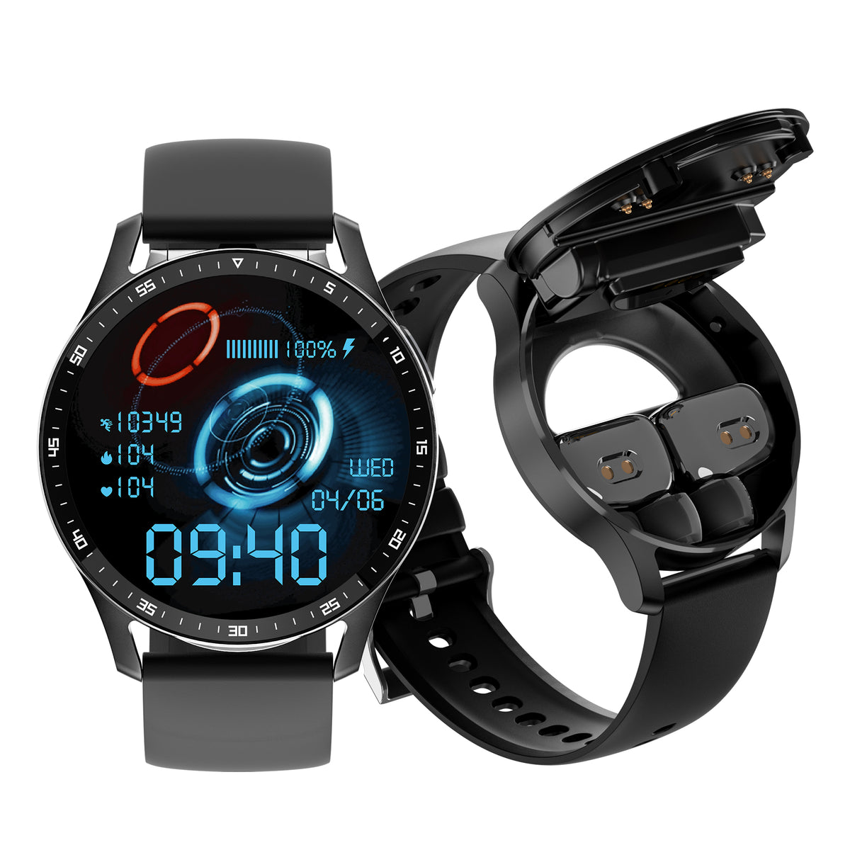 Eprolo X7 smart watch with TWS Bluetooth headset, sleek sports bracelet design, and ultra-thin profile for fitness and calls.