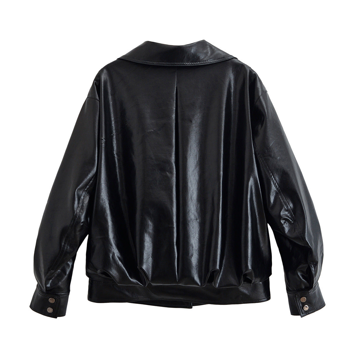 Women's retro cool leather jacket by eprolo, featuring classic design and stylish fit, shown on a model.