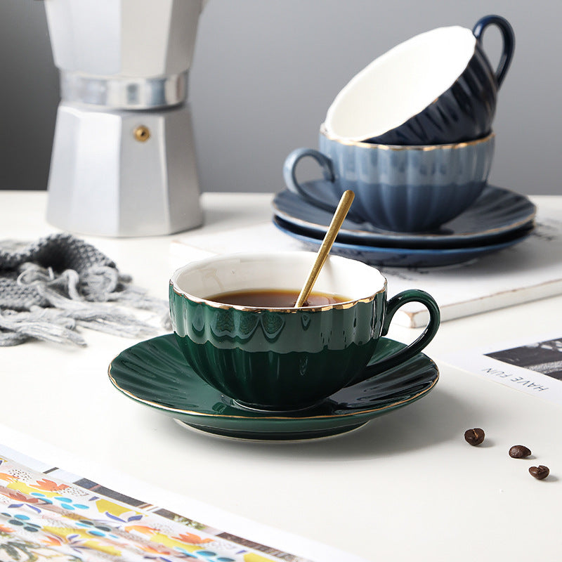 Eprolo Nordic style ceramic coffee cup set with heart design, perfect for British afternoon tea and black tea enjoyment.