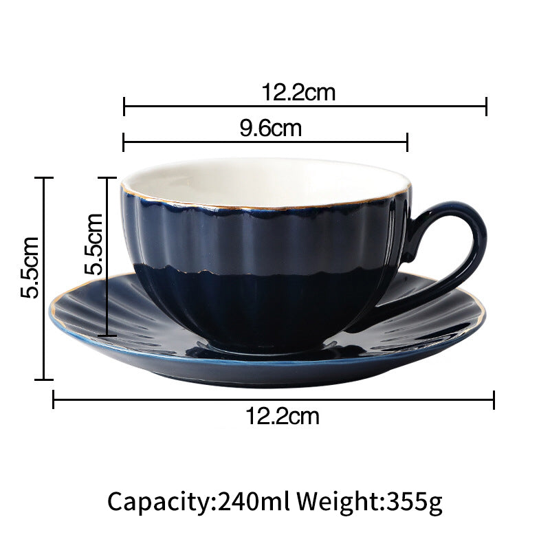 Eprolo Nordic style ceramic coffee cup set featuring black tea cups with girl heart design, perfect for British afternoon tea.