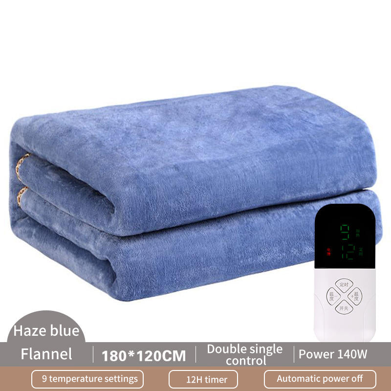 eprolo intelligent temperature-controlled facecloth electric heating blanket spread out on a bed, showing its soft fabric and heating elements