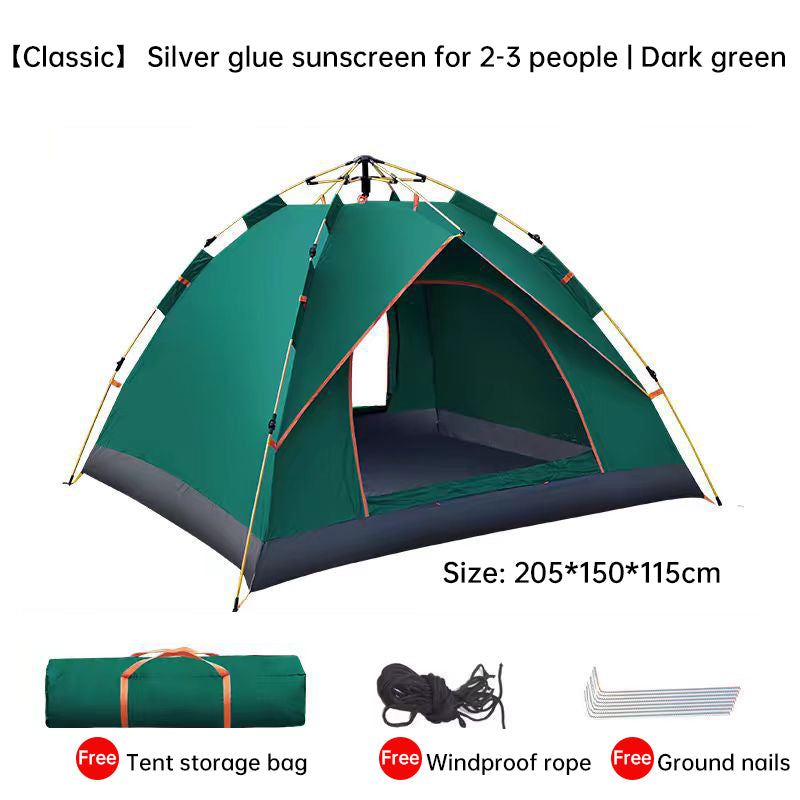 eprolo quick-deploy green and white outdoor tent set up for camping, comfortably fits 3-4 people in outdoor environment