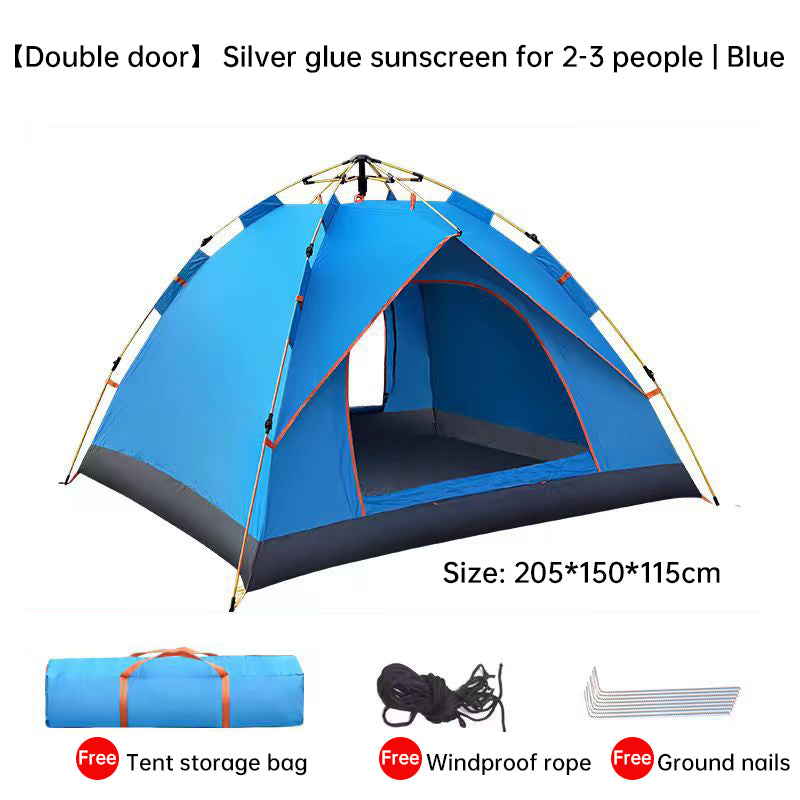 Eprolo quick-deploy green and white outdoor camping tent set up for 3-4 people in a grassy outdoor setting