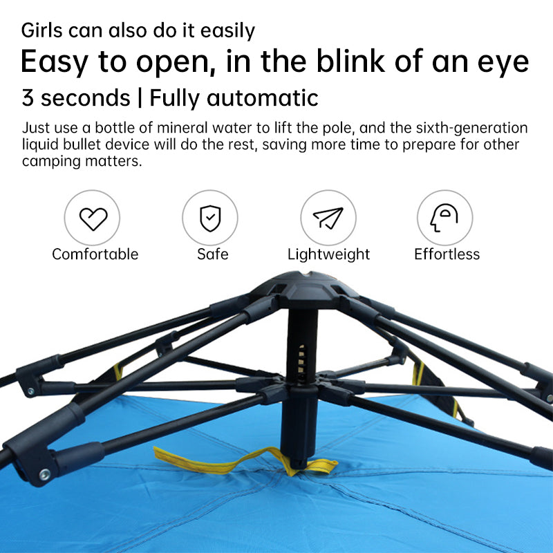 Eprolo quick-deploy green and white outdoor tent set up for camping, accommodating 3-4 people with spacious interior.