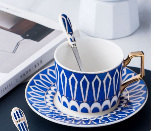 Nordic minimalist ceramic coffee cups and plates set by eprolo, black tea cups and water utensils for household or office use