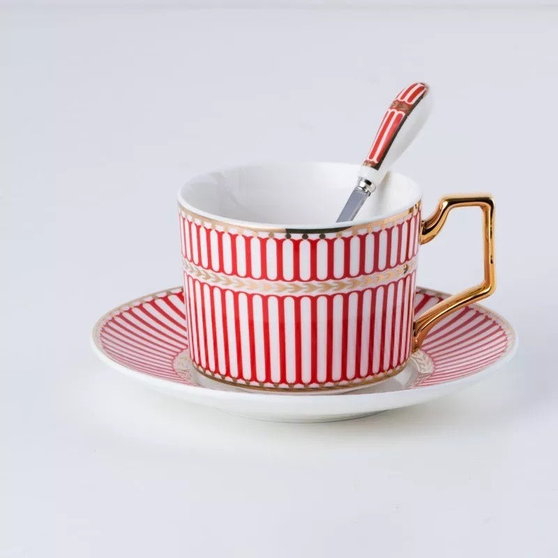 Set of Nordic minimalist ceramic coffee cups and plates, black tea cups and water utensils from eprolo for household and office use.