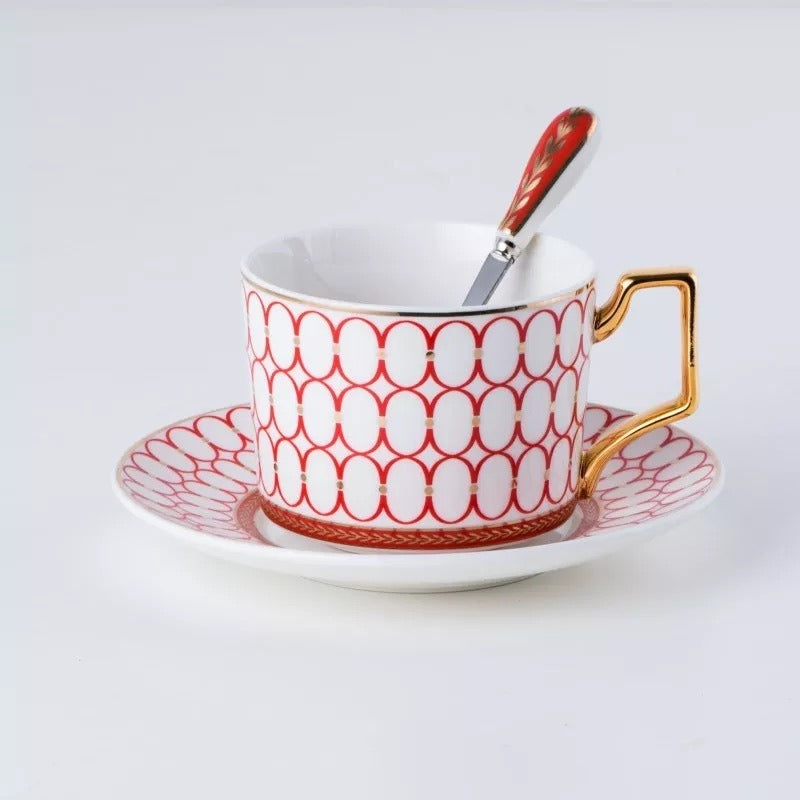 Set of Nordic minimalist ceramic coffee cups and plates by eprolo, black tea cups and water utensils for household or office use.
