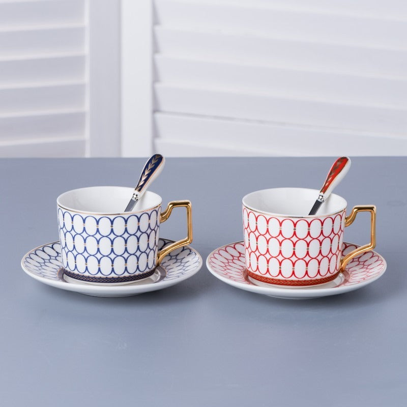 Set of Nordic minimalist ceramic coffee cups and plates by eprolo, featuring black tea cups and water utensils for household or office use.