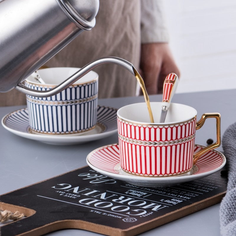 Nordic minimalist ceramic coffee cups and plates set by eprolo, black tea cups and water utensils for household or office use