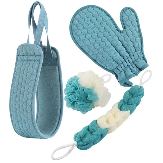 Eprolo 4-piece Northern women bath towel set with exfoliating bath accessory for a spa-like shower experience, soft and absorbent.