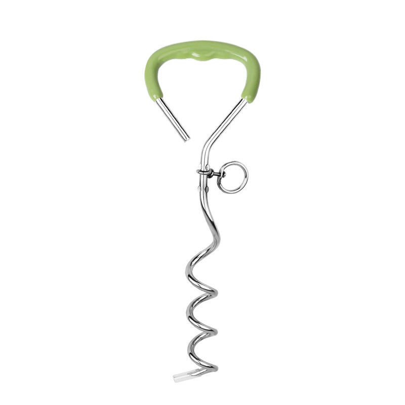 Chrome-plated spiral dog stake and ground anchor for outdoor pet tethering, eprolo outdoor pet supplies.