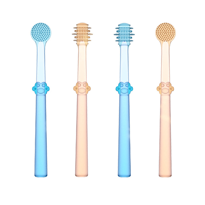 Baby Toothbrush Tongue Coating Baby Teeth Deciduous Teeth Silicone Newborn Early Brush - American Smart