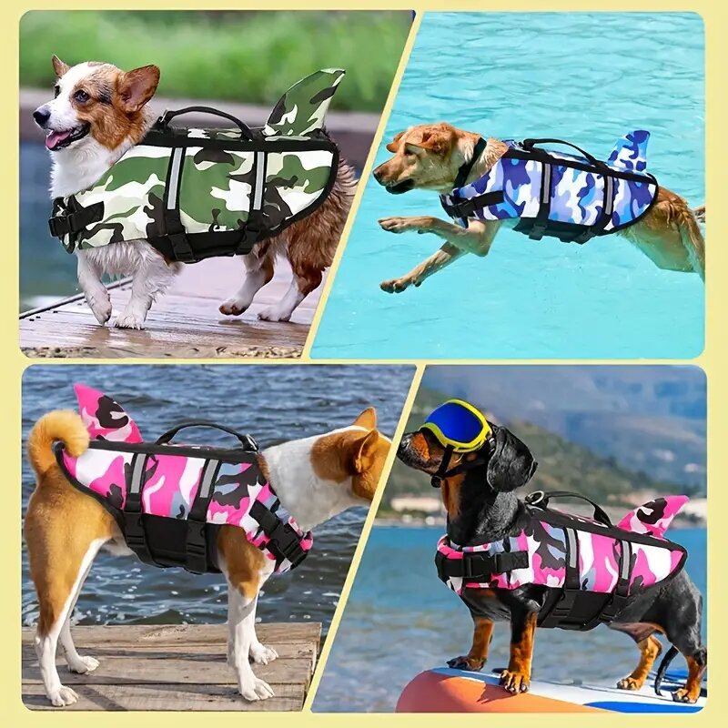 Dog Life Jacket Lightweight Adjustable Velcro Medium to Large Dog Swimwear - American Smart