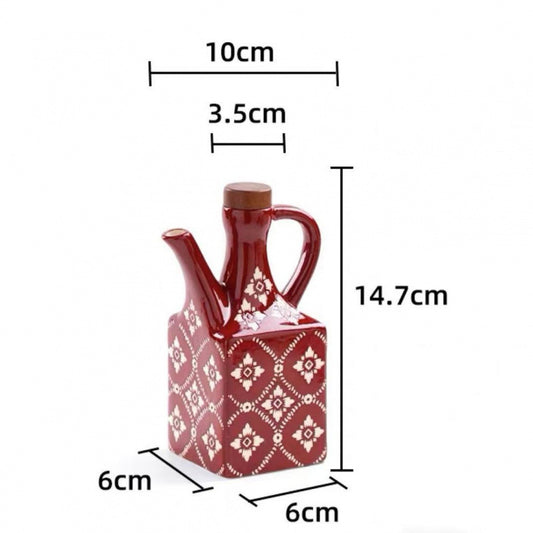 Ceramic Oil & Vinegar Cruet Set with Cork Stoppers – Kitchen Seasoning Bottles - American Smart