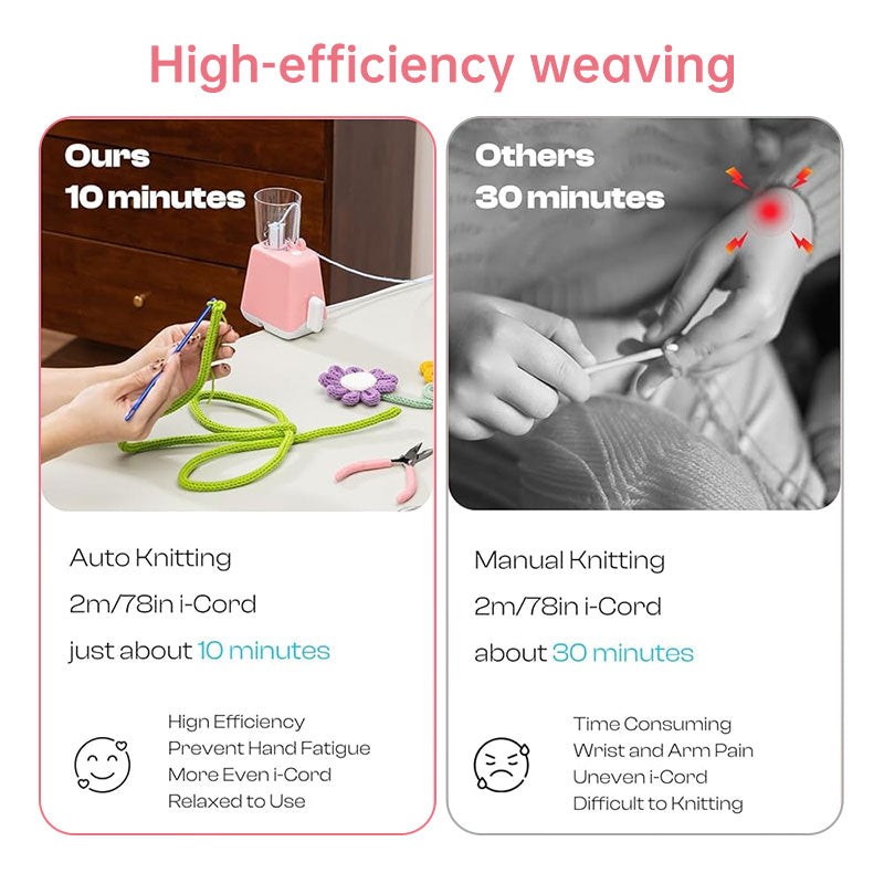 Electric Auto Knitting Machine | USB Portable DIY Crochet & Knitting Helper Tool for Braiding, Yarn Craft Accessories - American Smart