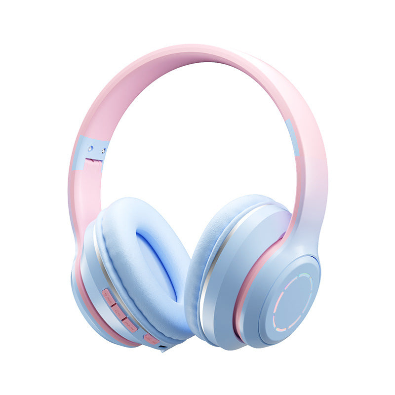 Eprolo gradient Bluetooth earphones with head-mounted design, foldable earphones for comfortable wireless listening.
