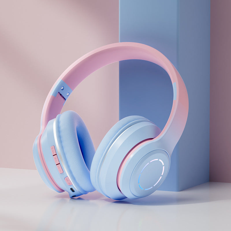 Eprolo gradient Bluetooth earphones with head-mounted design, foldable earphones, and in-ear style shown in the image.