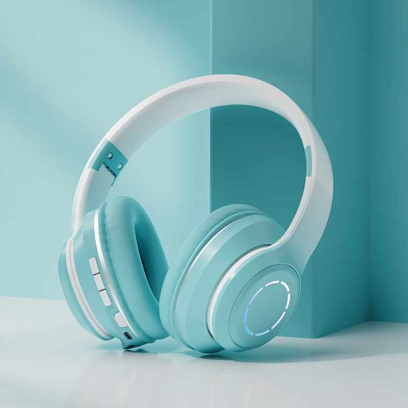 Eprolo gradient Bluetooth earphones with head-mounted design, foldable earphones, and in-ear style for versatile listening.