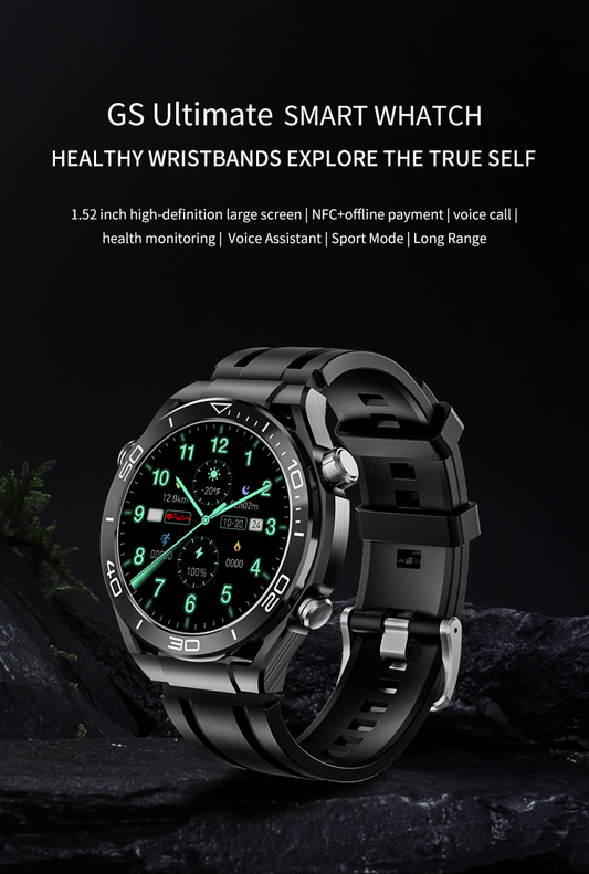 Eprolo GS Ultimate full touchscreen smartwatch with sports band, Bluetooth call feature, suitable for running and fitness activities.