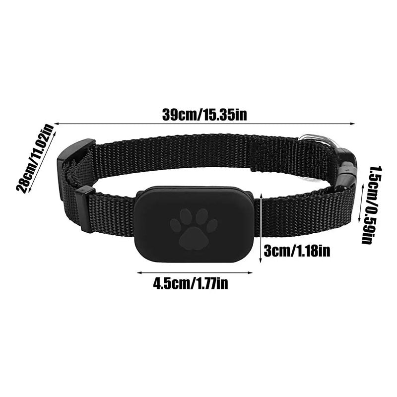 eprolo GPS pet tracker collar showing waterproof design, activity alert feature, and compatibility with Apple Find My for real-time location.