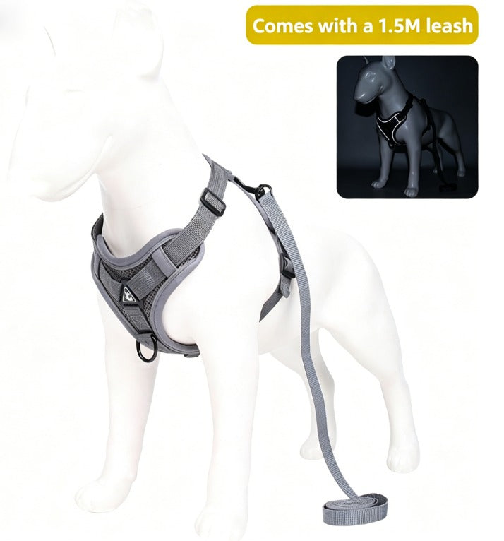 Small breathable cat harness vest by eprolo with reflective strips, designed for comfort and visibility during walks.