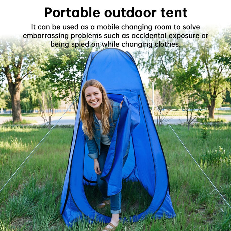 eprolo pop-up privacy tent set up outdoors, featuring an instant shower and portable toilet for camping privacy and convenience