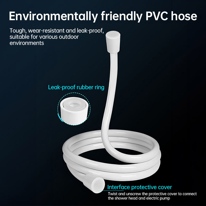 eprolo rechargeable electric camping shower pump with smart digital display showing control panel and water flow components