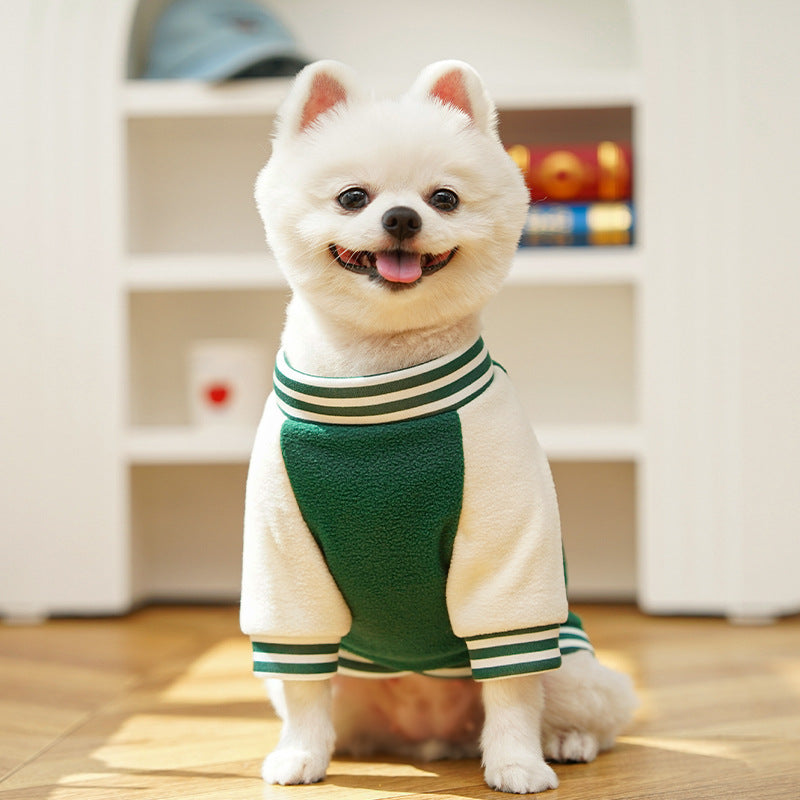 Wholesale fleece outdoor dog and cat jacket by eprolo, small/medium pet size with D-ring and button closures.