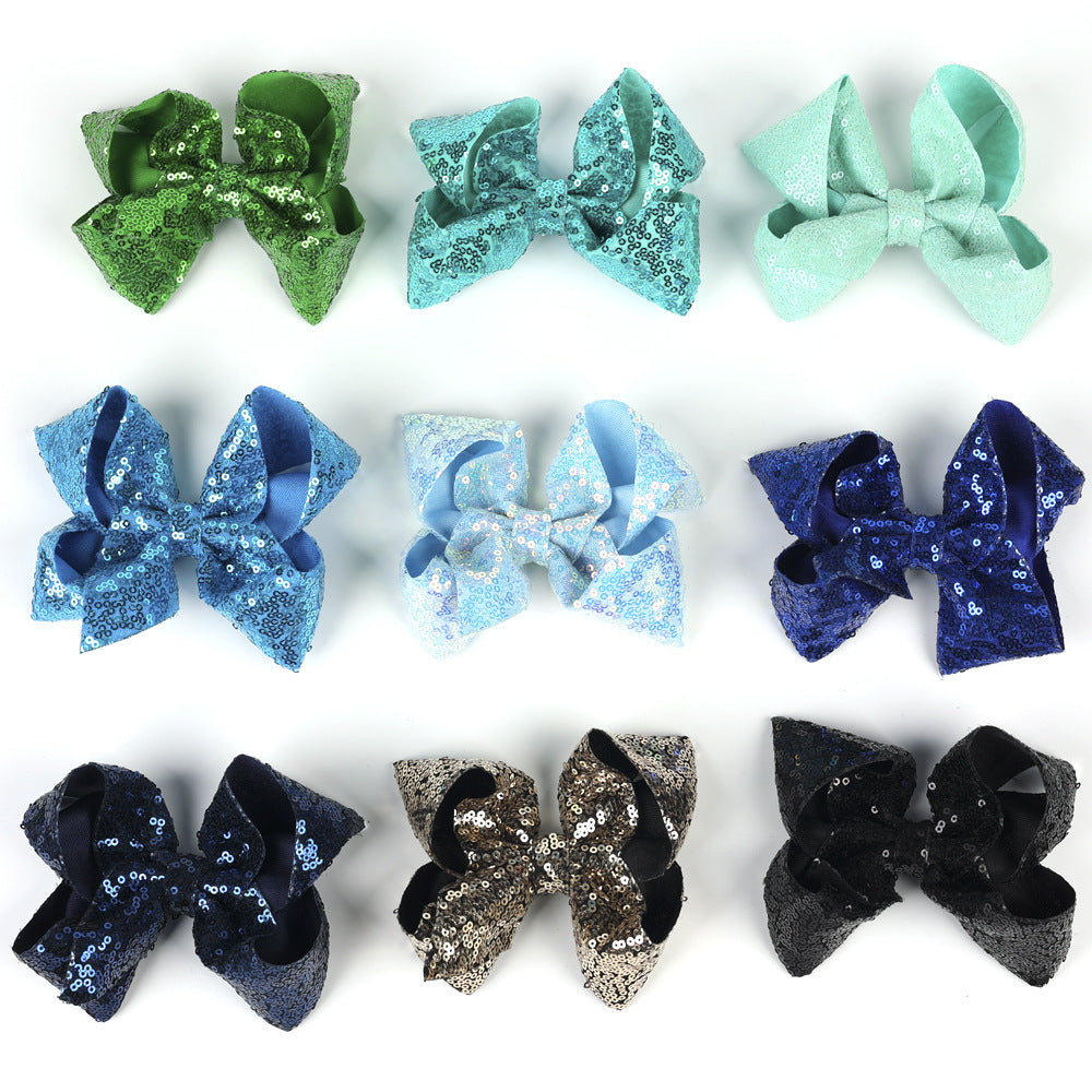 Children's Rhinestone Butterfly Hair Clip Solid Color Girl Sequin Hairpin 5 Inches - American Smart