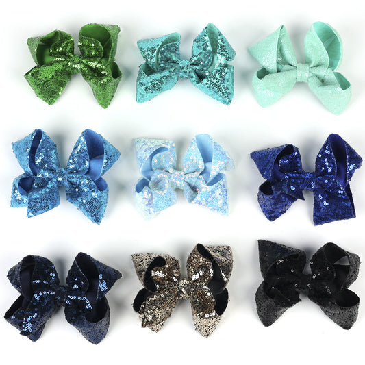 Children's Rhinestone Butterfly Hair Clip Solid Color Girl Sequin Hairpin 5 Inches - American Smart