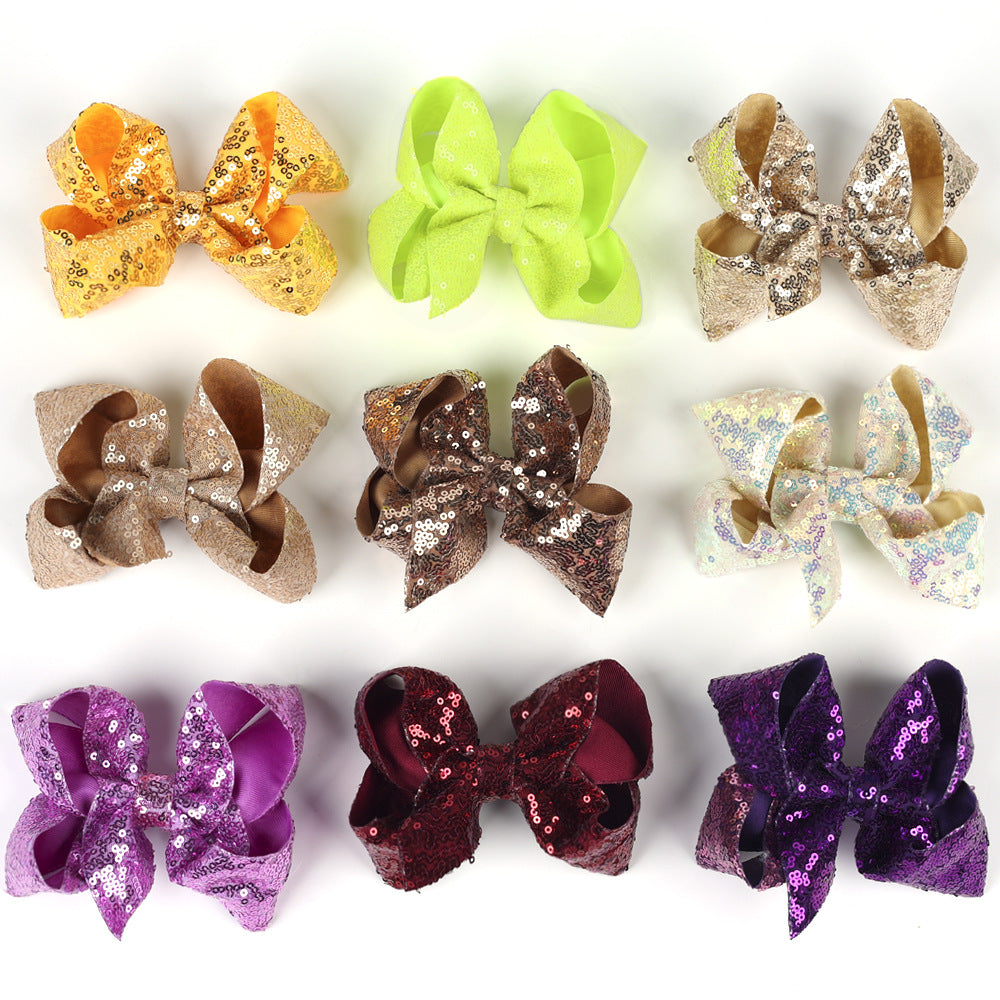 Children's Rhinestone Butterfly Hair Clip Solid Color Girl Sequin Hairpin 5 Inches - American Smart