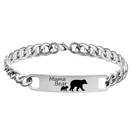 Customized 3-5 days Stainless steel Mama Bear Mother's Day gift engraved titanium steel bracelet - American Smart