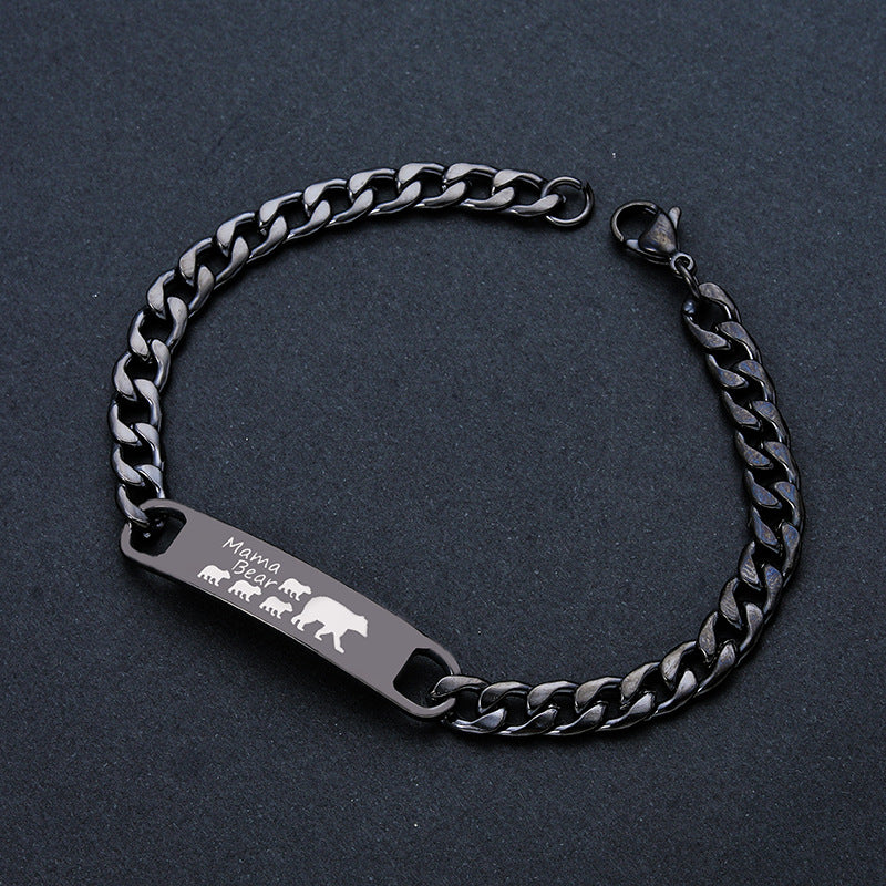 Customized 3-5 days Stainless steel Mama Bear Mother's Day gift engraved titanium steel bracelet - American Smart