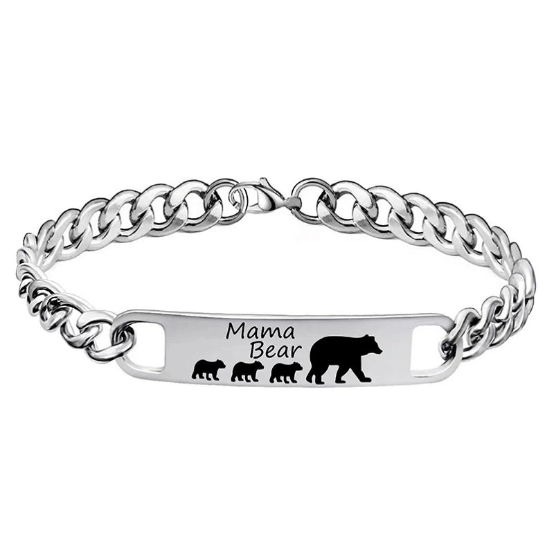Customized 3-5 days Stainless steel Mama Bear Mother's Day gift engraved titanium steel bracelet - American Smart