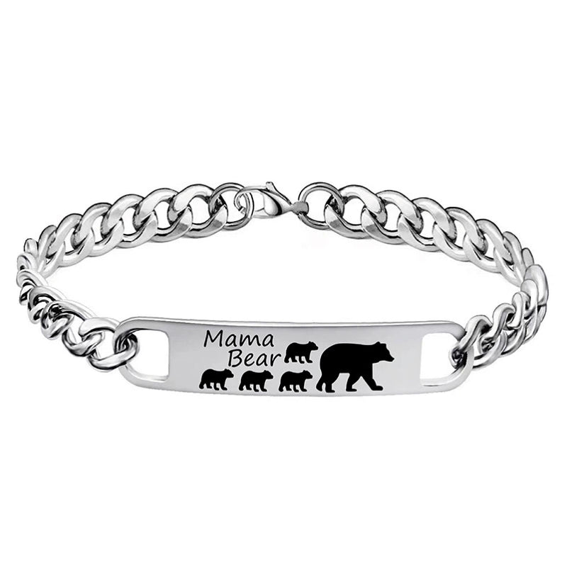 Customized 3-5 days Stainless steel Mama Bear Mother's Day gift engraved titanium steel bracelet - American Smart