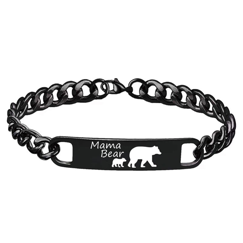 Customized 3-5 days Stainless steel Mama Bear Mother's Day gift engraved titanium steel bracelet - American Smart