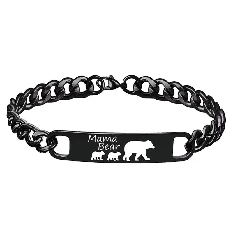 Customized 3-5 days Stainless steel Mama Bear Mother's Day gift engraved titanium steel bracelet - American Smart