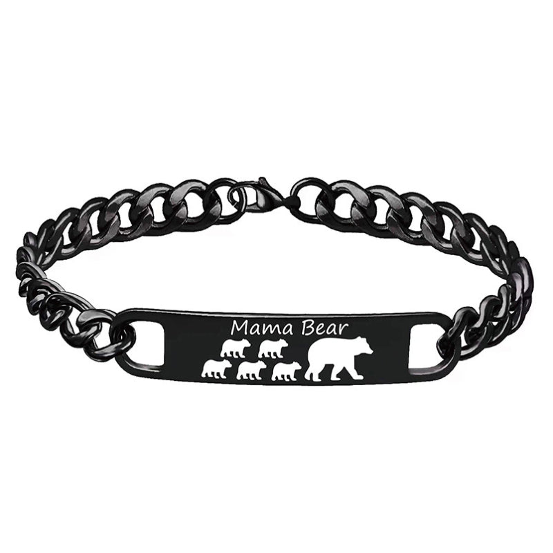 Customized 3-5 days Stainless steel Mama Bear Mother's Day gift engraved titanium steel bracelet - American Smart
