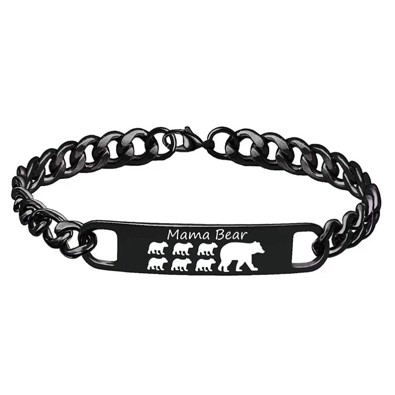 Customized 3-5 days Stainless steel Mama Bear Mother's Day gift engraved titanium steel bracelet - American Smart