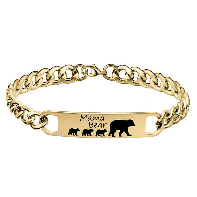 Customized 3-5 days Stainless steel Mama Bear Mother's Day gift engraved titanium steel bracelet - American Smart