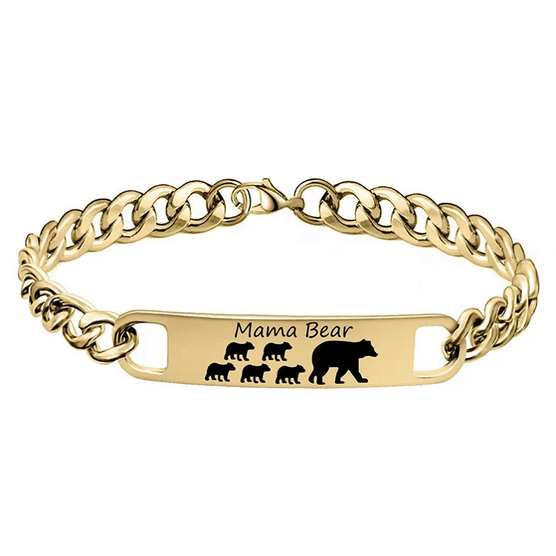 Customized 3-5 days Stainless steel Mama Bear Mother's Day gift engraved titanium steel bracelet - American Smart