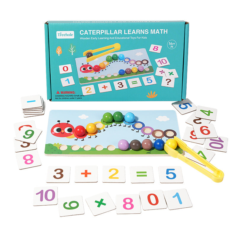 Early education puzzle children caterpillar calculation clip bead color cognition concentration training toy - American Smart