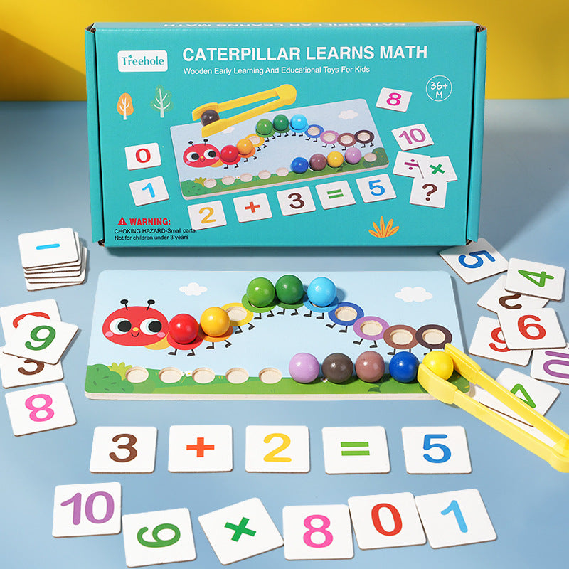 Early education puzzle children caterpillar calculation clip bead color cognition concentration training toy - American Smart