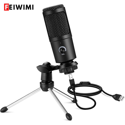 Eprolo professional USB condenser microphone for PC, laptop, singing, gaming, streaming, and recording on a studio setup.