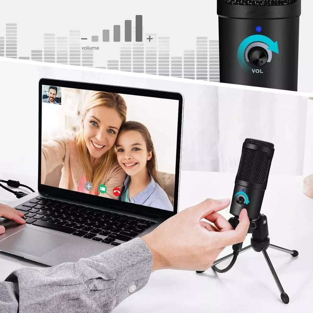 eprolo professional USB condenser microphone for PC and laptop, ideal for singing, streaming, gaming, and studio recording.