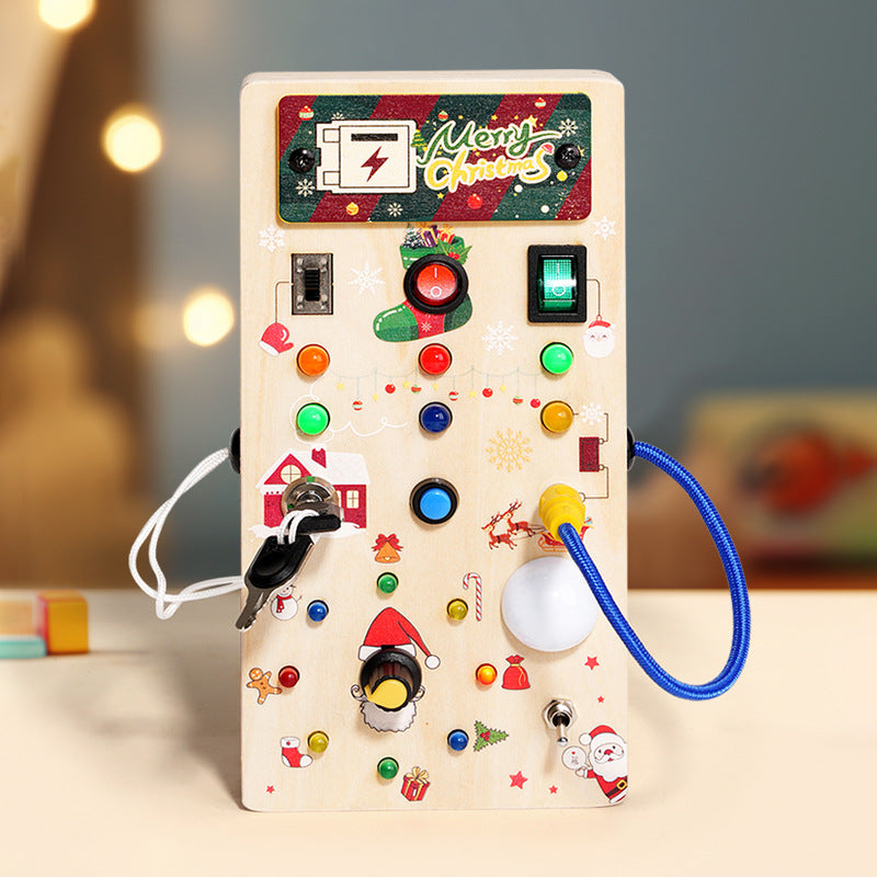 Christmas Gift Children's Early Education Wooden Switch Plug Power LED Light Busy Board Toy - American Smart