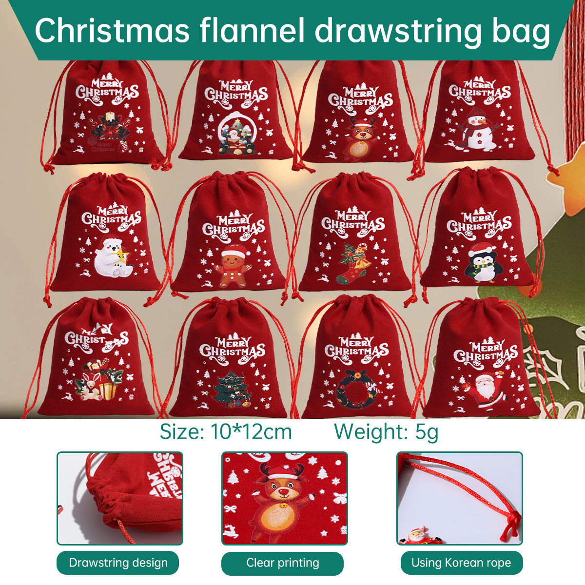 Christmas Gift Velvet/linen Drawstring Bags Bracelet Jewelry Candy Packaging Bags - American Smart