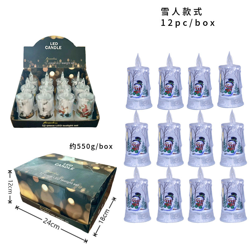 Christmas led electronic candle light Christmas snowman elk decoration luminous night light atmosphere light ornaments - American Smart