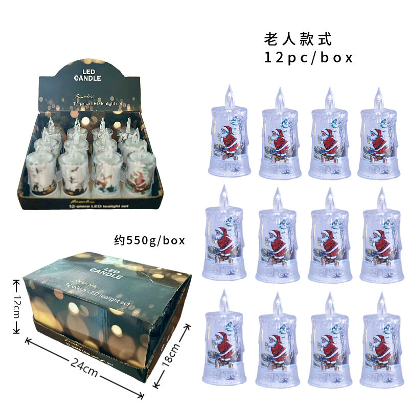 Christmas led electronic candle light Christmas snowman elk decoration luminous night light atmosphere light ornaments - American Smart